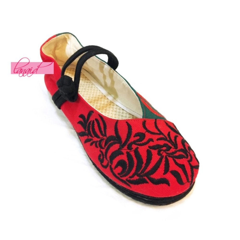 Chinese Oriental Asian Chinoiserie Ballerina Flats Colorblock Edgy Mary Jane 6